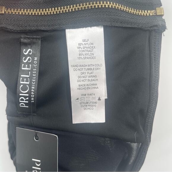 PRICELESS Bustier Size Small Can’t Resist Black NWT Boning Sexy Sheer Mesh Crop - Picture 8 of 14